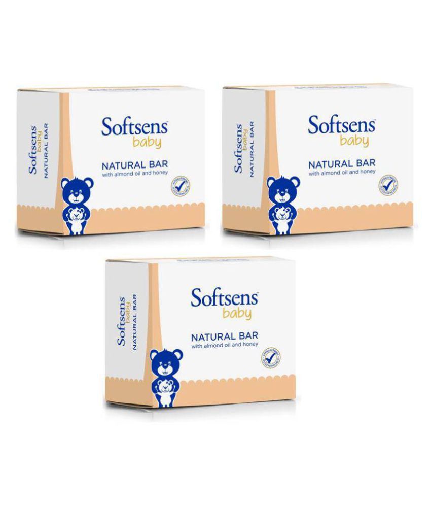     			Softsens Baby Natural Bar Soap (100g x 3) (Pack of 3) with Honey, Orange & Natural Almond Oil