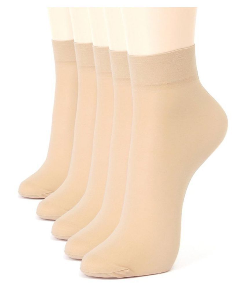    			Tahiro Beige Cotton Ankle Length Socks -  Pack Of 5