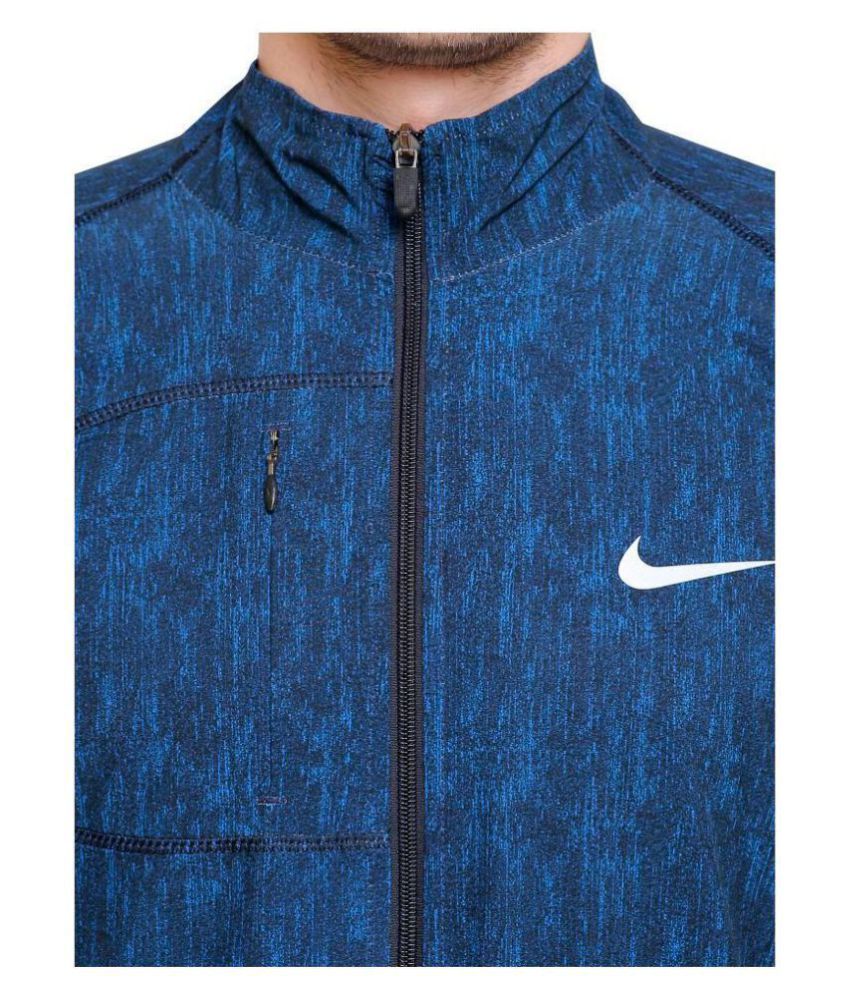 nike blue polyester terry jacket