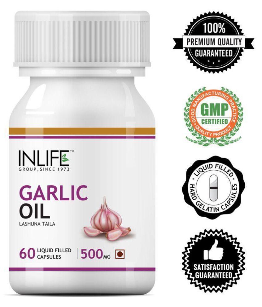 Inlife Garlic Oil Capsules (500 mg) Supplement Capsule 60 no.s Pack Of