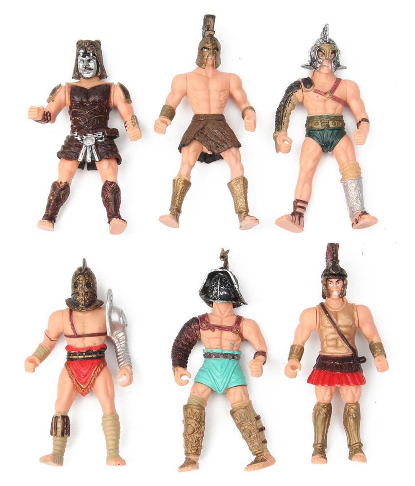 6PCS Plastic Ancient Roman Gladiator Warriors Military Action Figure Models FO 