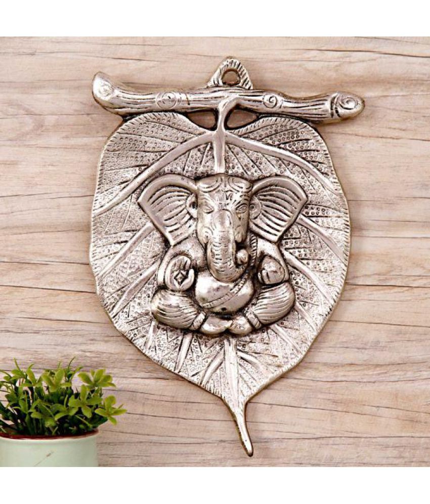 Tokenz Lord Ganesha Idol Wall Hanging on Leaf Door Hanging White Pack