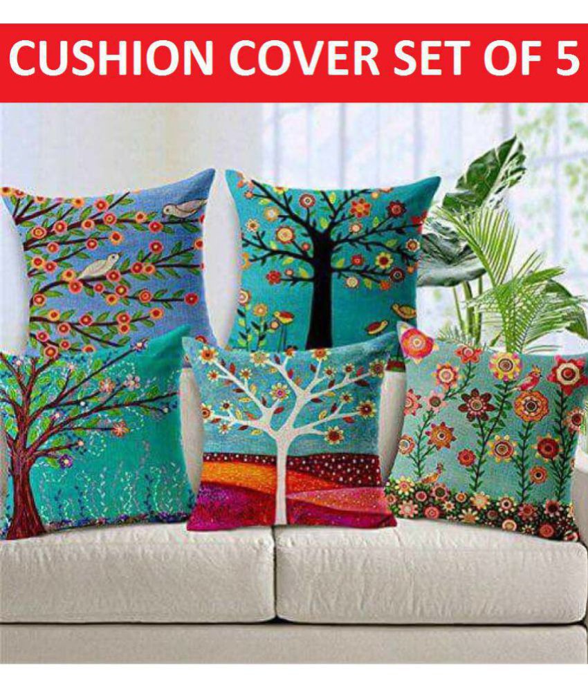     			Prince Set of 5 Velvet Sofa Cushion Covers 40X40 cm (16X16)