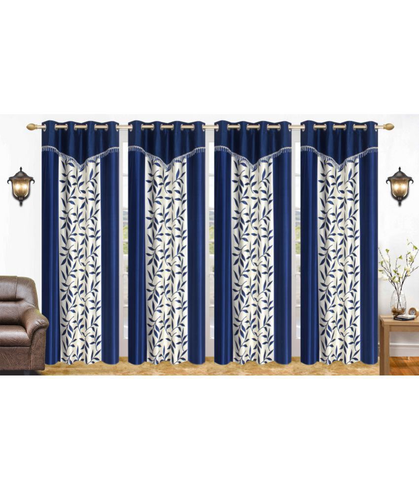     			Stella Creations Set of 4 Door Blackout Eyelet Polyester Curtains Navy Blue