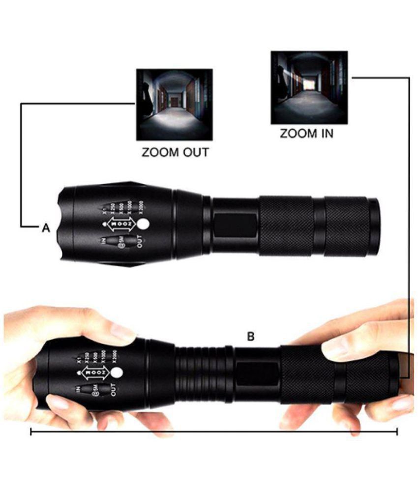 SHB 4W Flashlight Torch 5 modes Waterproof Cree Bright Zoom LED Torches - Pack of 1