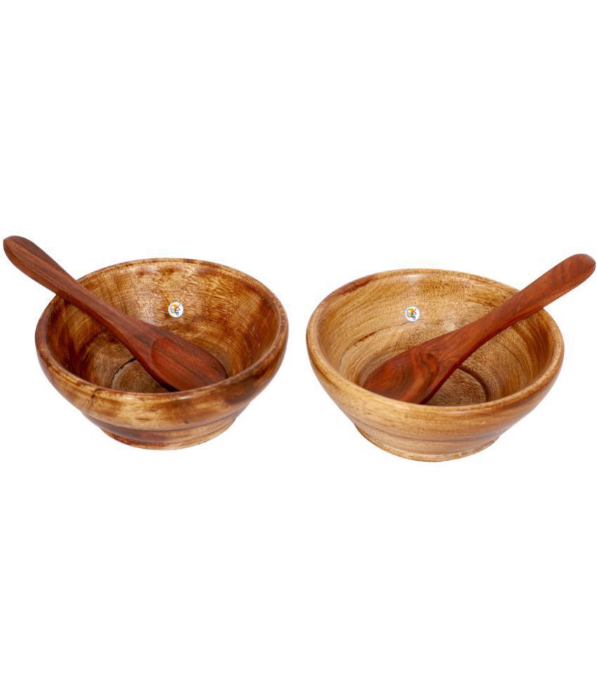 Wooden Snack Food Bowl M With Wooden Spoon Set of 2 Buy Online at