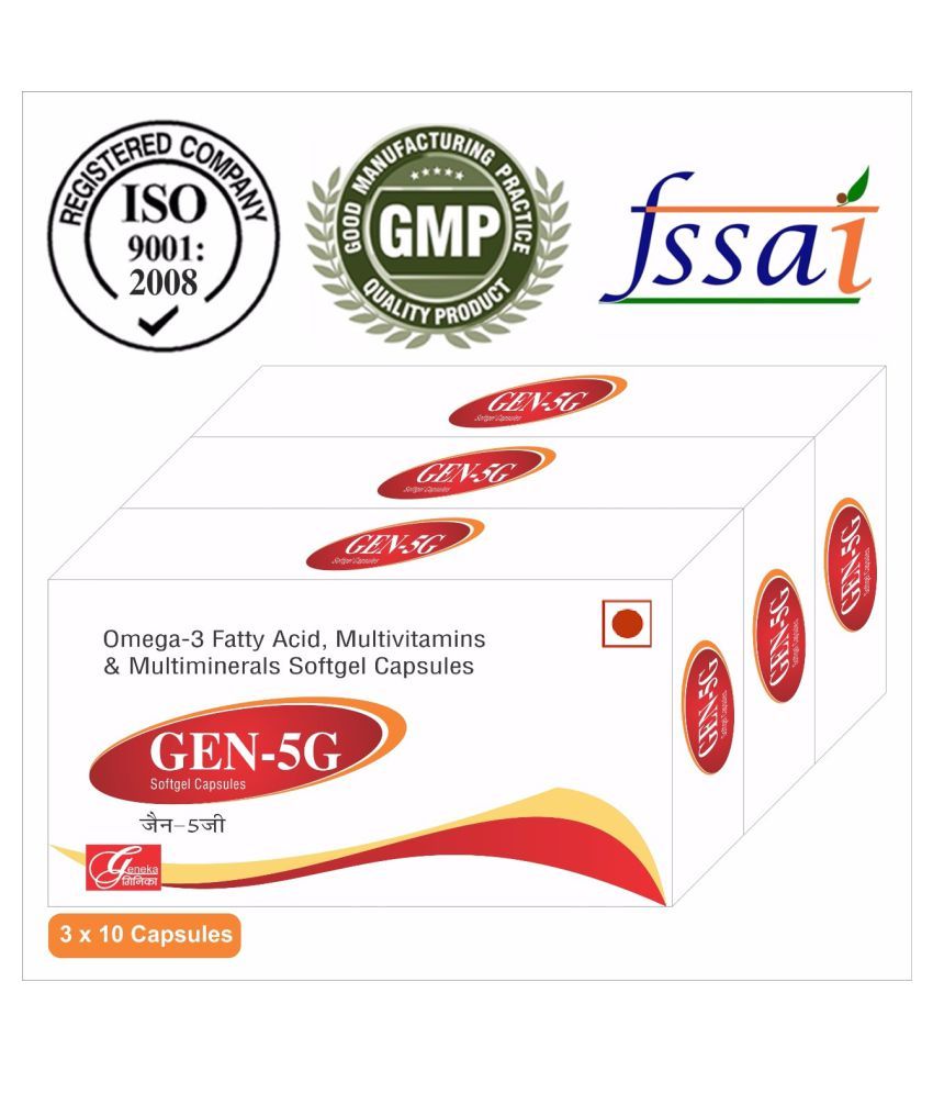 GEN 5G Omega-3 Fatty Acids Multivitamin \u0026 Multimineral 30 Softgel 50 mg  Pack of 3: Buy GEN 5G Omega-3 Fatty Acids Multivitamin \u0026 Multimineral 30  Softgel 50 mg Pack of 3 at Best Prices in India - Snapdeal