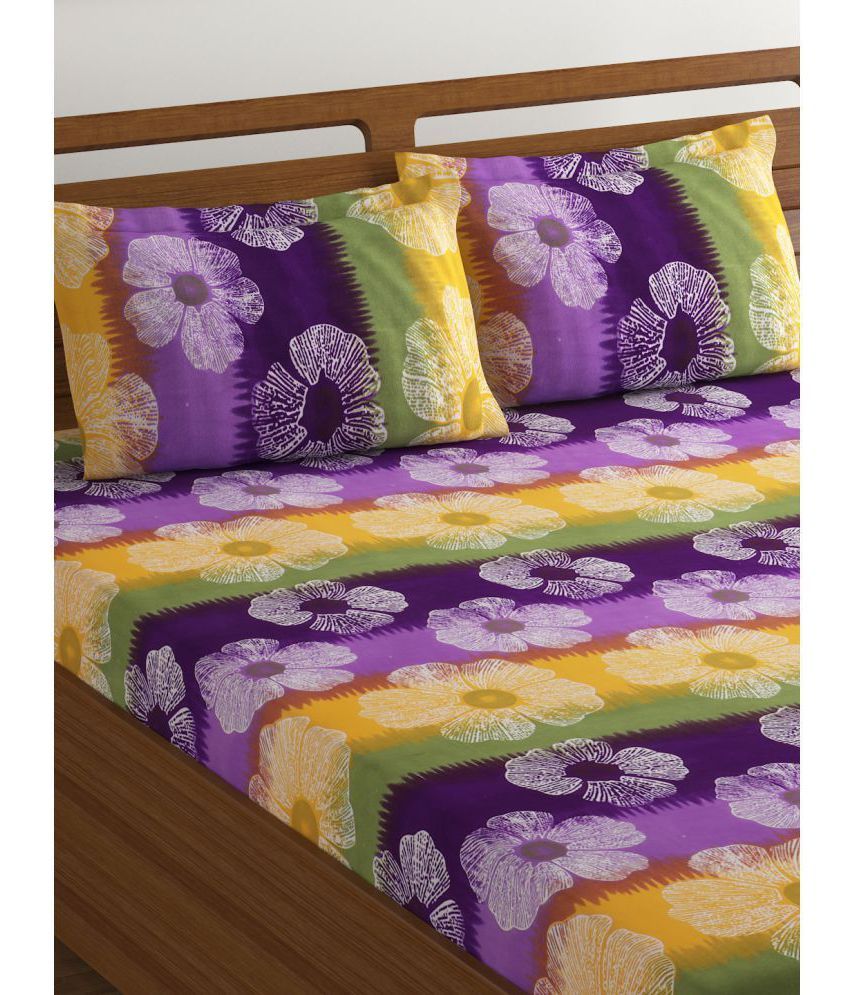 Bombay Dyeing Polyester Double Bedsheet with 2 Pillow Covers ( 218 cm x