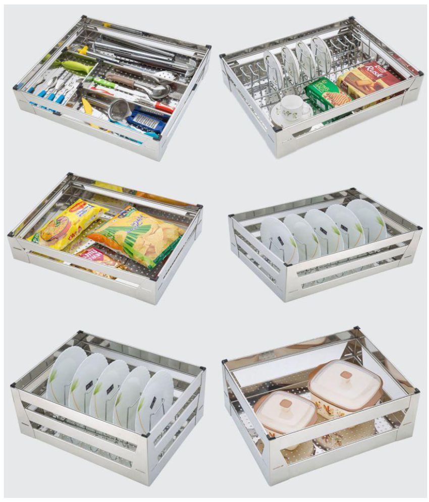 Buy Taj Xyz 19x20 Kitchen Basket 6 Pc Set Steel Kitchen Fittings