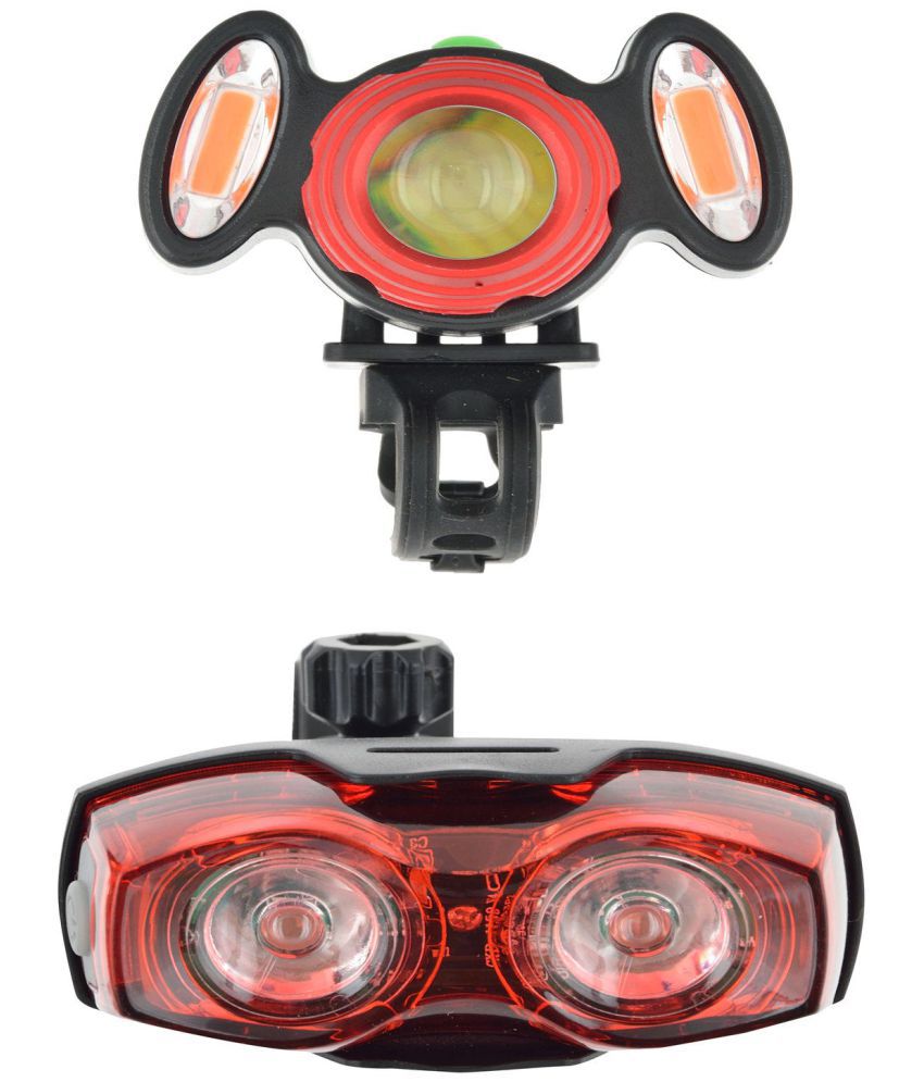 DarkHorse BICYCLE Zoom Focus Front/Head LIGHT USB WITH 2 RED Warning signal LIGHTS & 1 watt Twin Eye Battery Rear Light