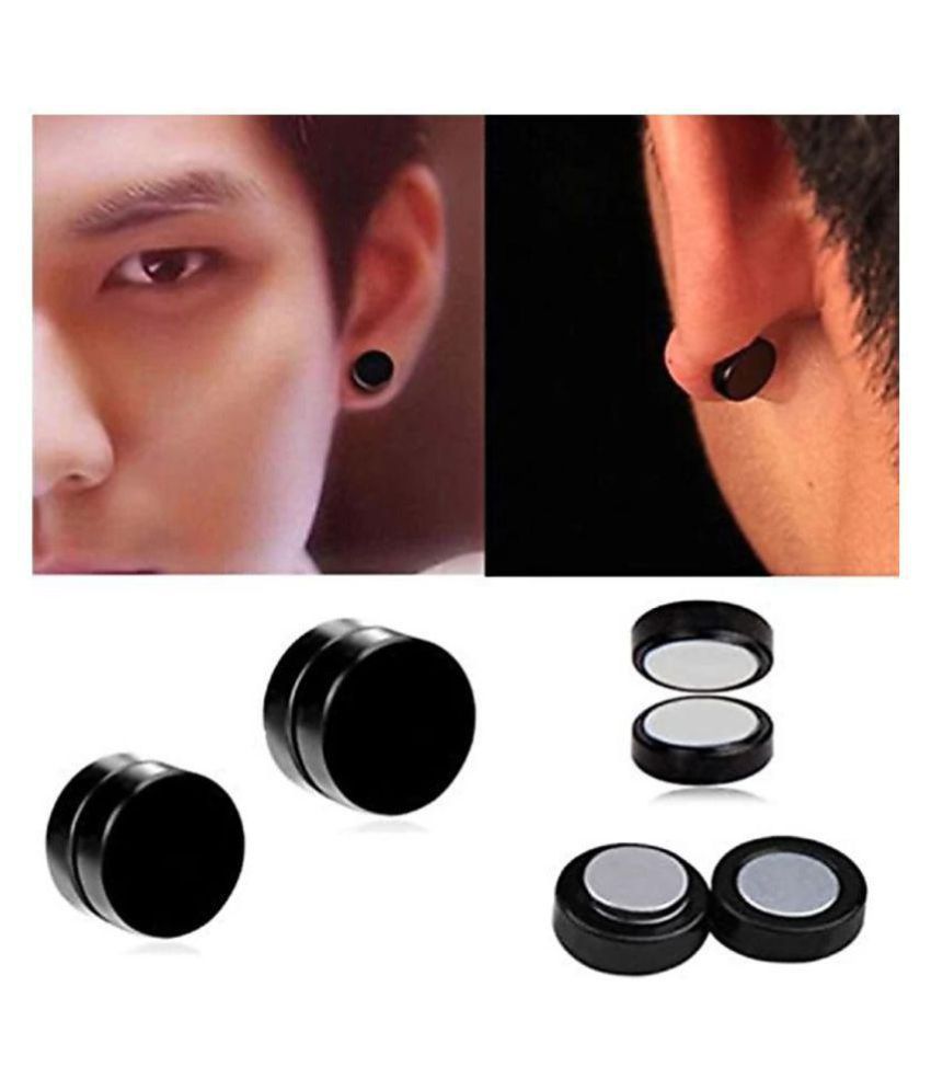 Tiptop 8 MM Black Round Barbell Magnetic (Non Piercing) Stud Earring ...