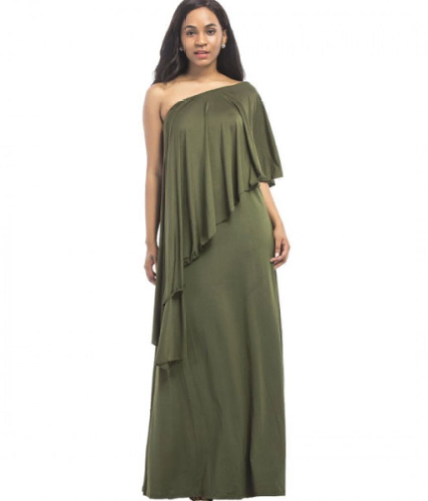 Imported Silk Green Regular Dress - Buy 