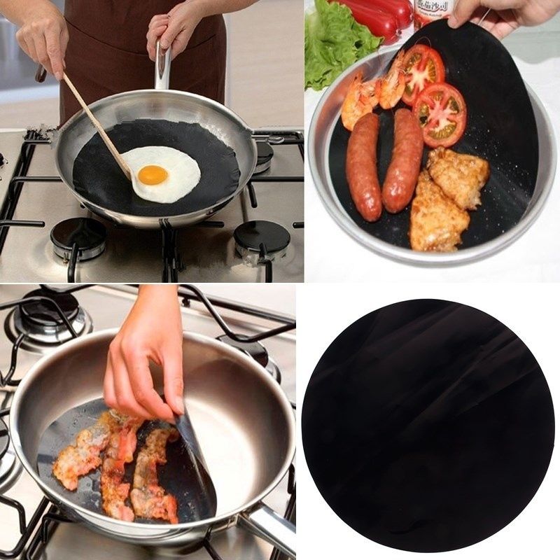 1pcs Round Teflon Non Stick Mat Pan Fry Liner Sheet Wok Saucepan