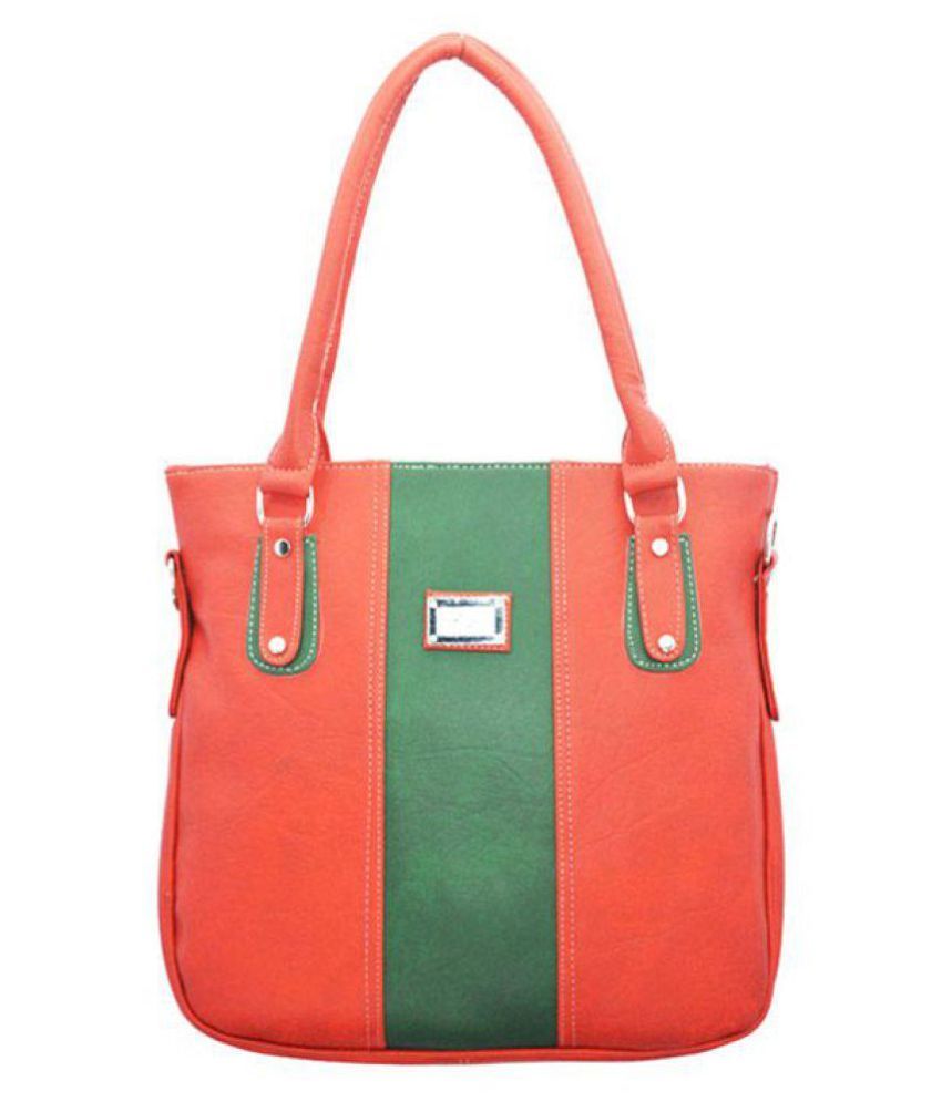 LADY QUEEN Orange Faux Leather Shoulder Bag Buy LADY QUEEN Orange