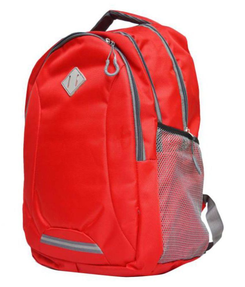 Radiant Nylon Fabric 30 LTR Red & Grey Laptop Backpack School