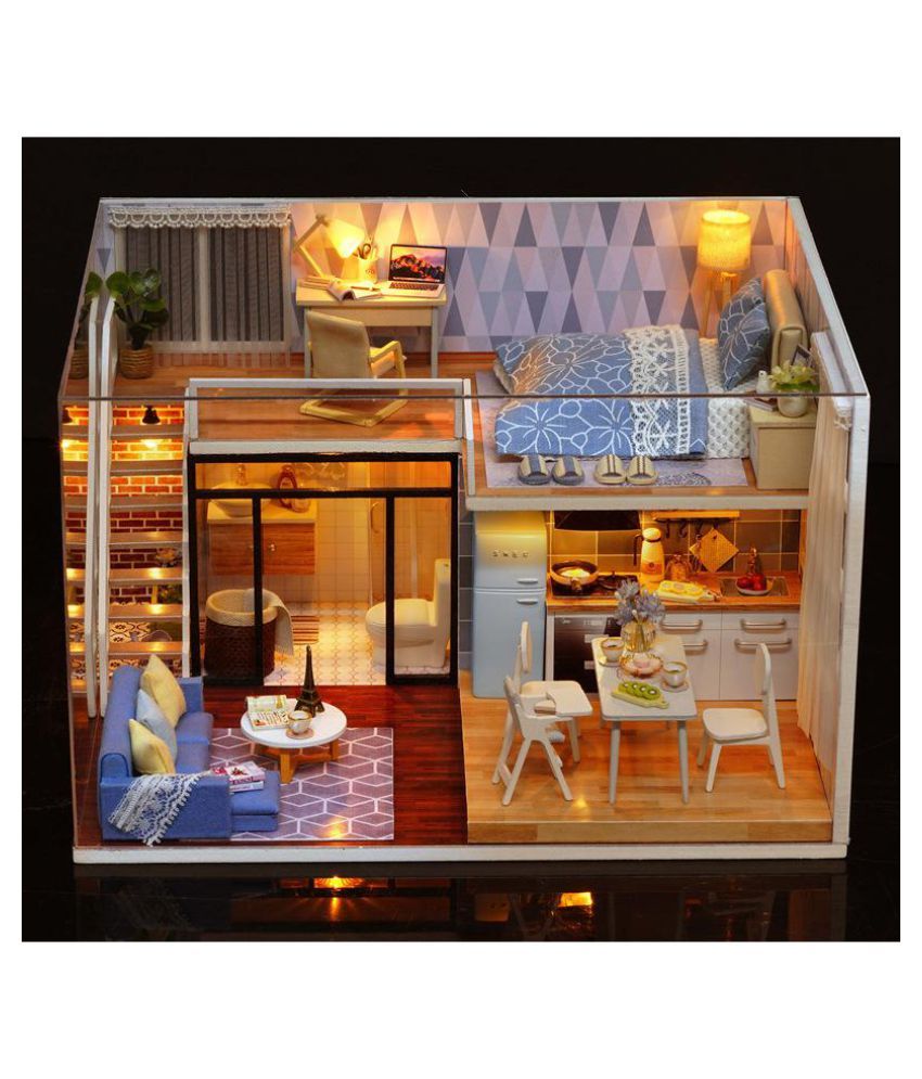 Cute Room L 023 Blue Time Diy House With Furniture Music Light Cover Miniature Model Gift Decor Buy Cute Room L 023 Blue Time Diy House With Furniture Music Light Cover Miniature Model