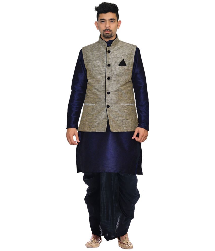 inyour Black Silk Dhoti Kurta Set - Buy inyour Black Silk Dhoti Kurta ...