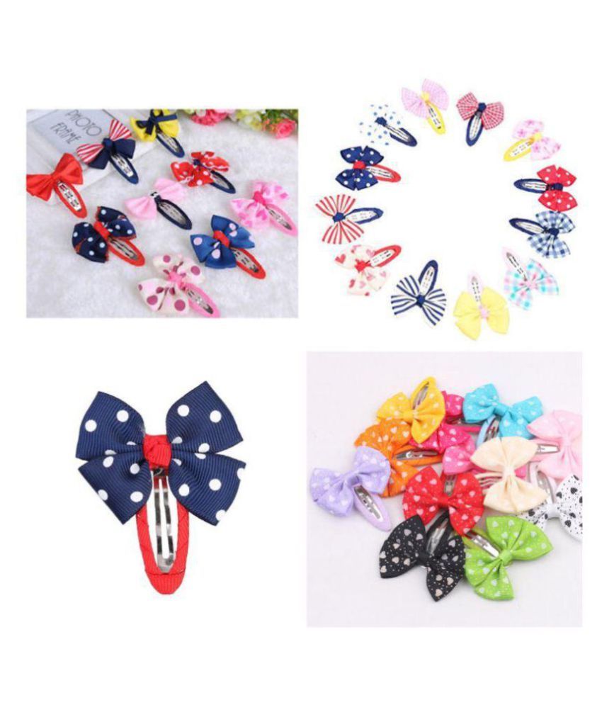 6 Imported Multi Color kids Hair Clips/Snap Clips/Mixed Bowtie/Hair