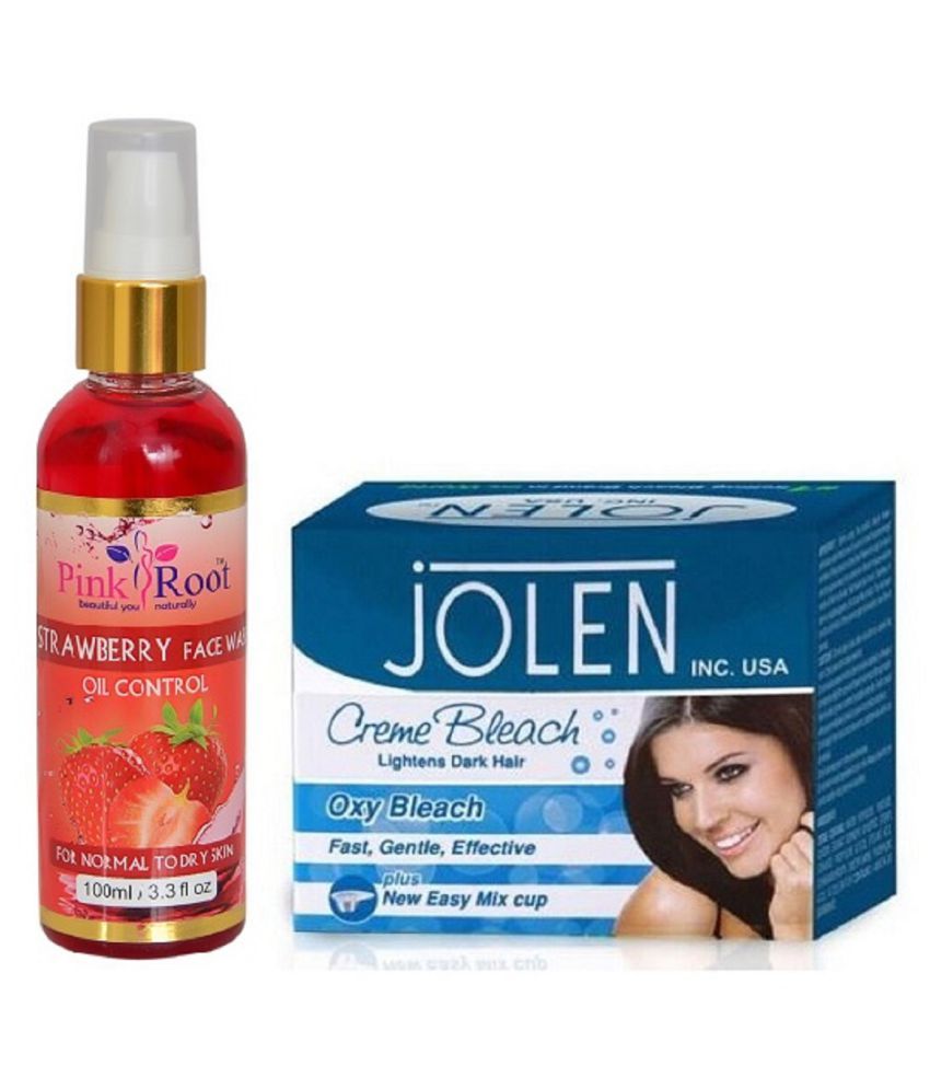 Pink Root Strawberry Face Wash 100ml, Jolen Oxy Bleach 28gm Day Cream