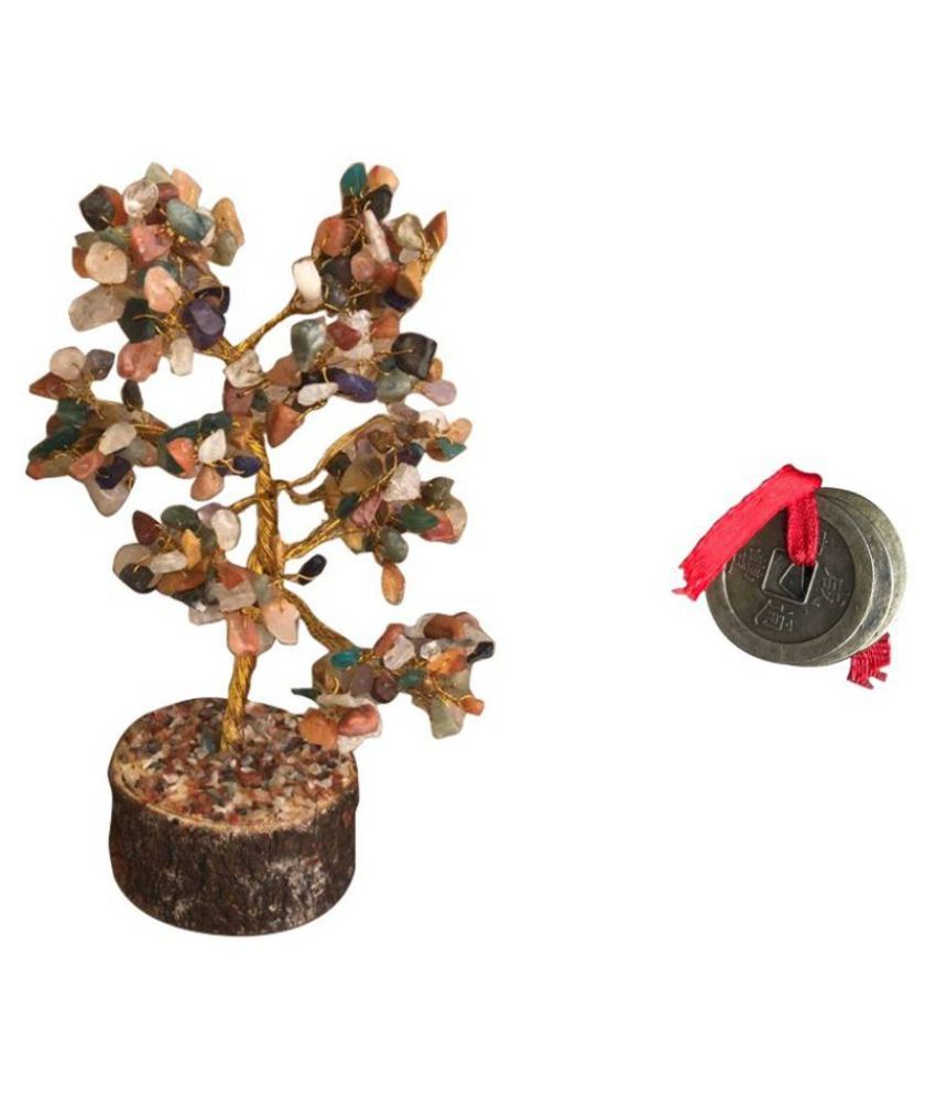     			DD1  Feng Shui 7 Chakra Stone Tree with Feng Shui Lucky Coins