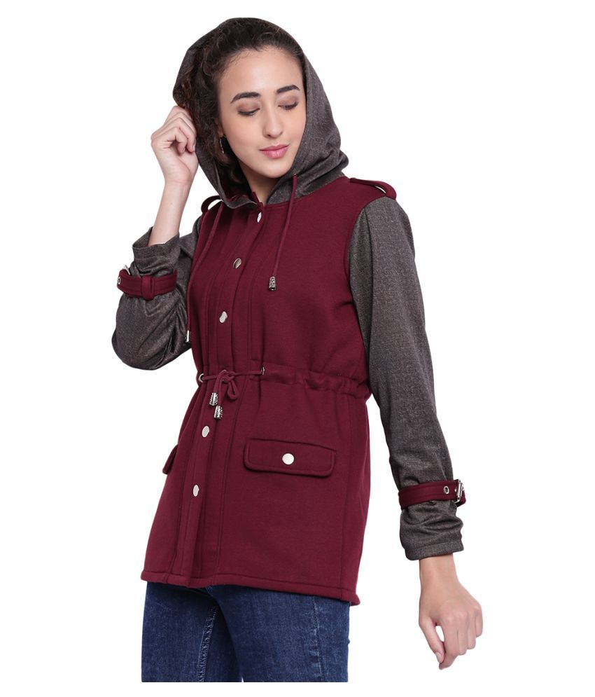 maroon parka jacket