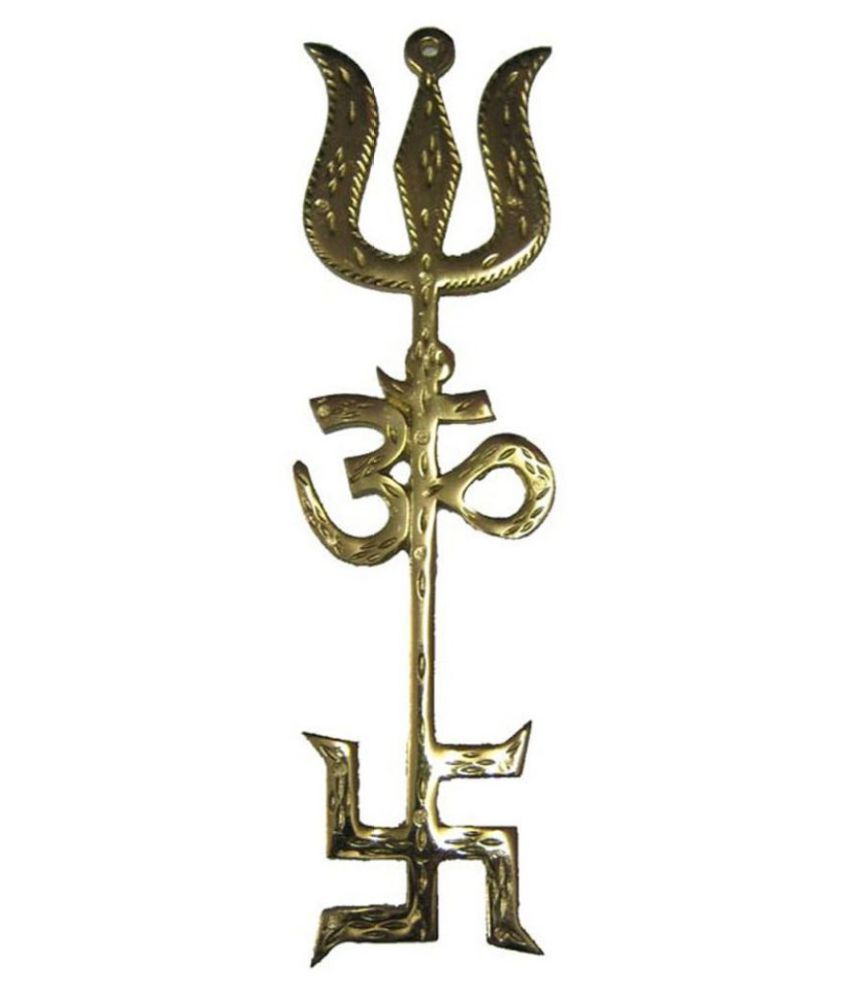     			Snaya Collection Golden Fengshui Swastik Om Trishul Symbol