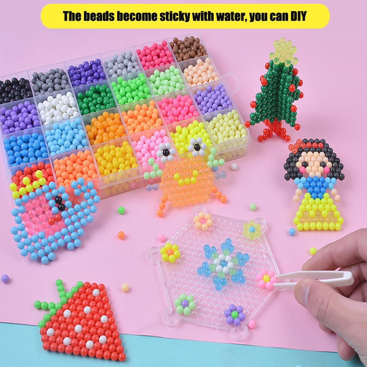2400Pcs Fuse Beads Water Sticky Beads Refill DIY Art Crafts Kids Toys