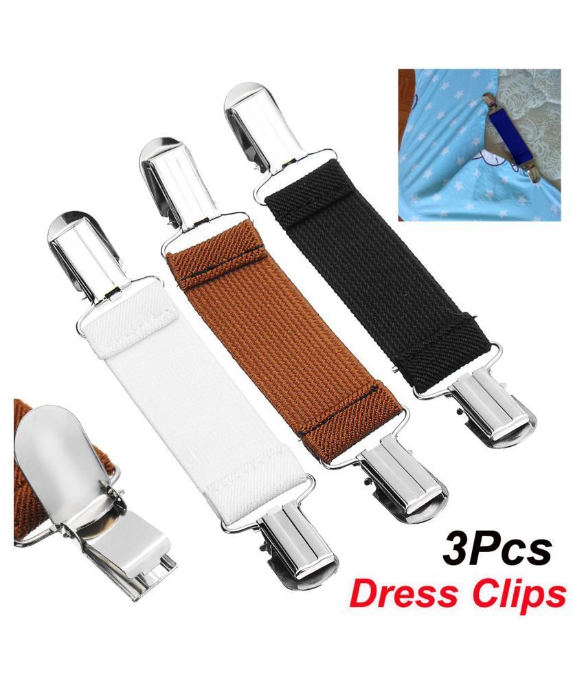 Buy 3x Elastic Stretch Dress Cinch Clip Sheet Fasteners Strap Holder