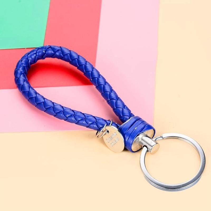 Buy PU Leather Woven Rope Keychain Bag Pendant Alloy Car Key Chain Ring ...