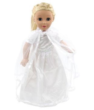 White Wedding Dress Doll Clothes For 18 American Girl Dolls