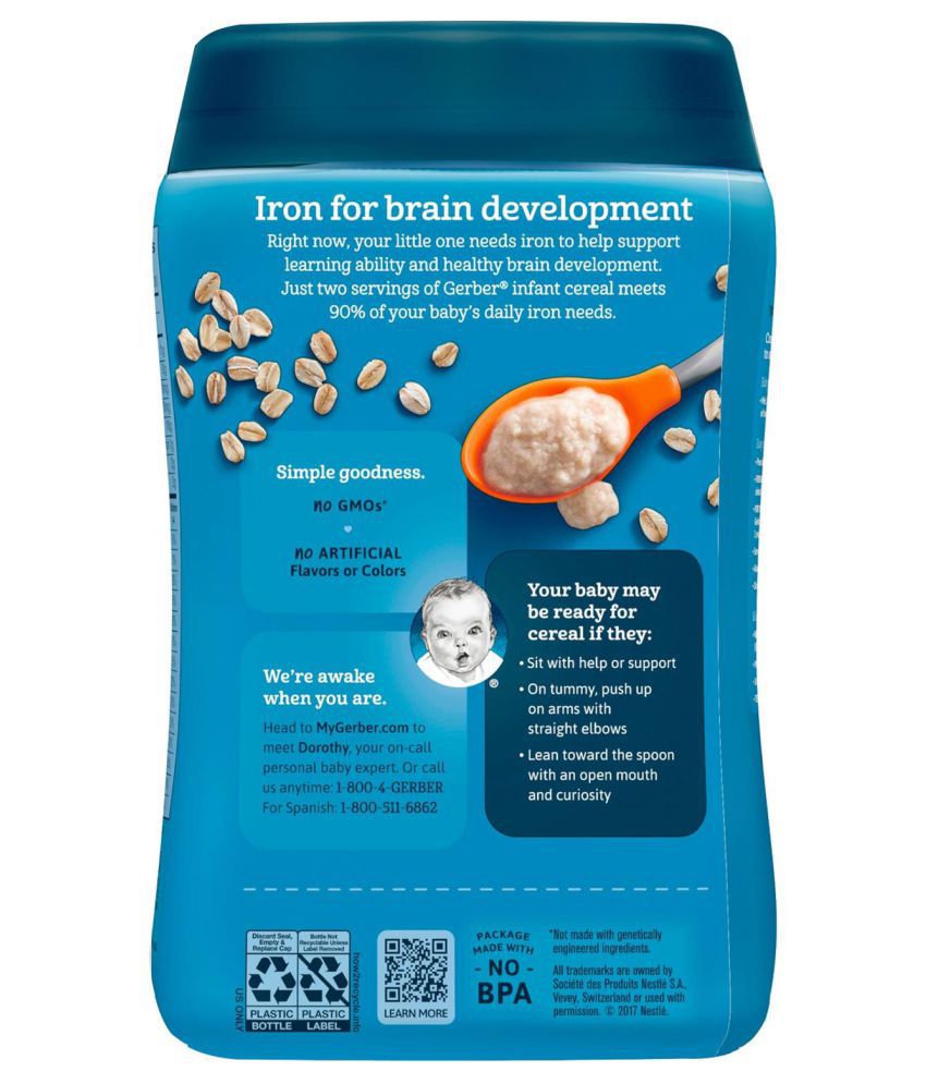 Gerber Oatmeal Infant Cereal for 6 Months + ( 1362 gm ): Buy Gerber