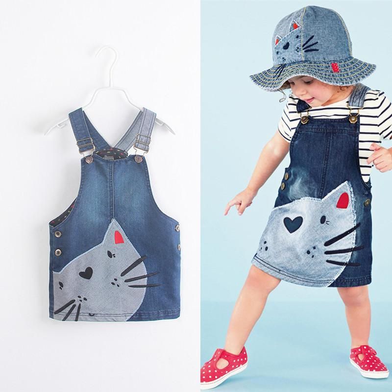 Cat Printed Toddler Girl Cute Denim Straps Suspender Dresses For 2y 9y Buy Cat Printed Toddler Girl Cute Denim Straps Suspender Dresses For 2y 9y Online At Low Price Snapdeal