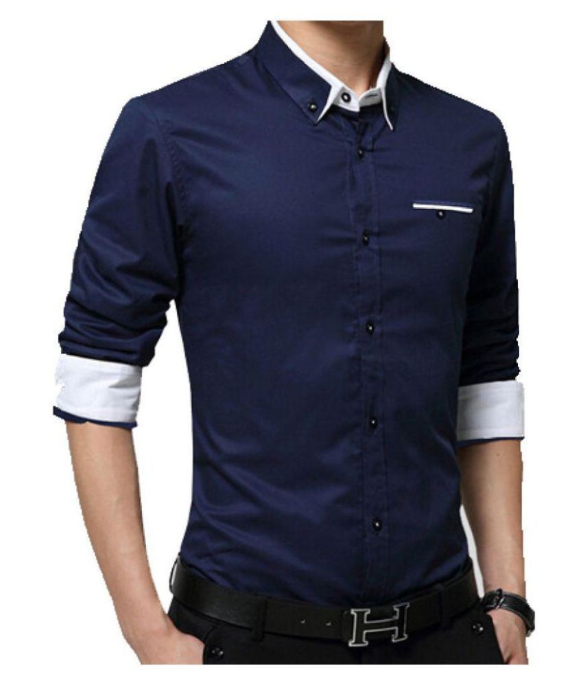 Ud Fabic 100 Percent Cotton Blue Solids Shirt - Buy Ud Fabic 100 ...