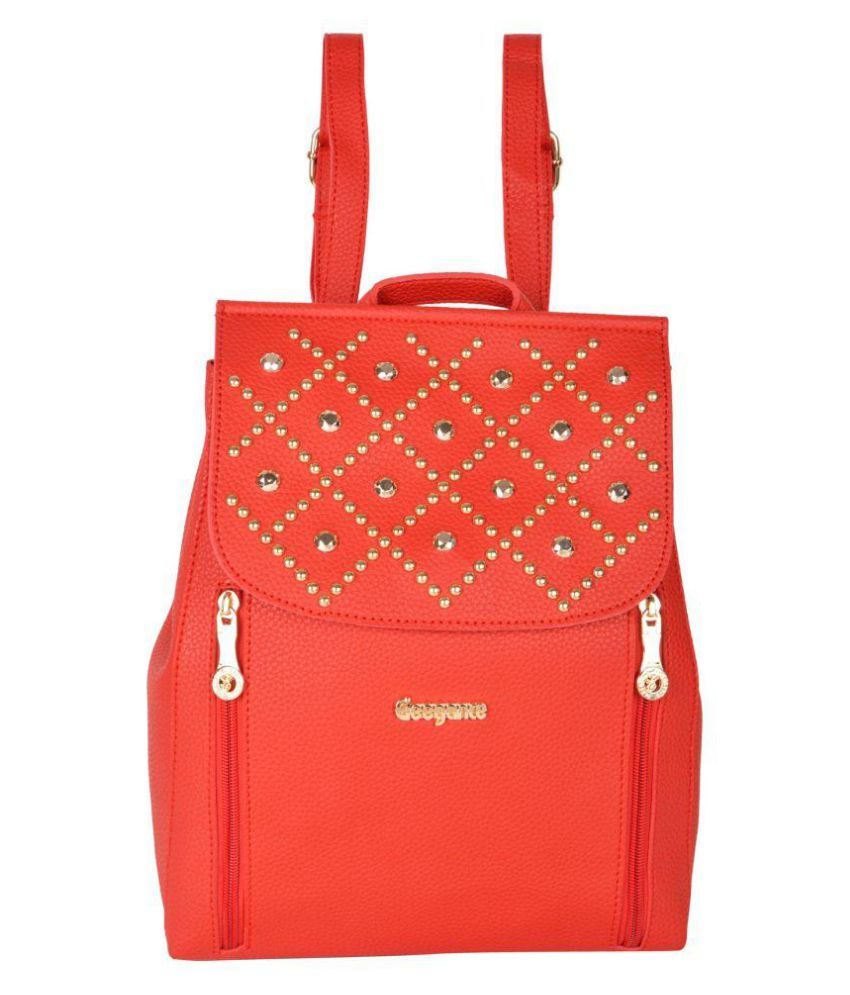 red designer backpack