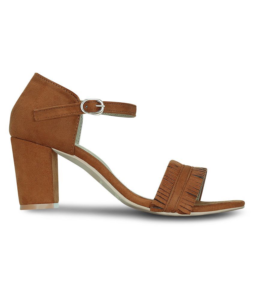 tan block heel pumps