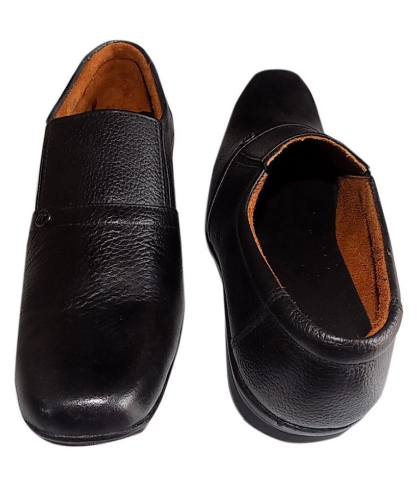 om shree leather Slip On Genuine Leather Black Formal Shoes Price in ...