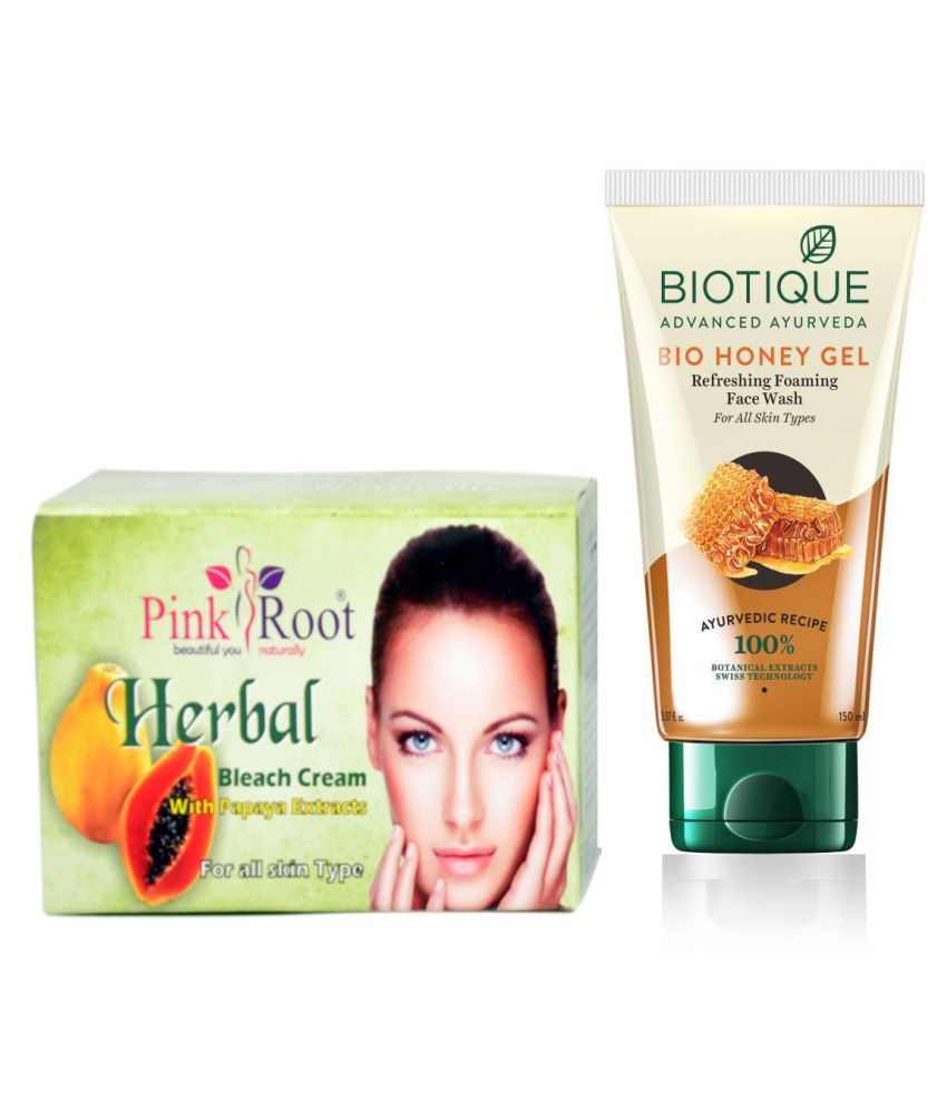 Pink Root Herbal Bleach Cream 250g, Biotique Honey Face Wash 100 ml Pack of 2 Buy Pink Root