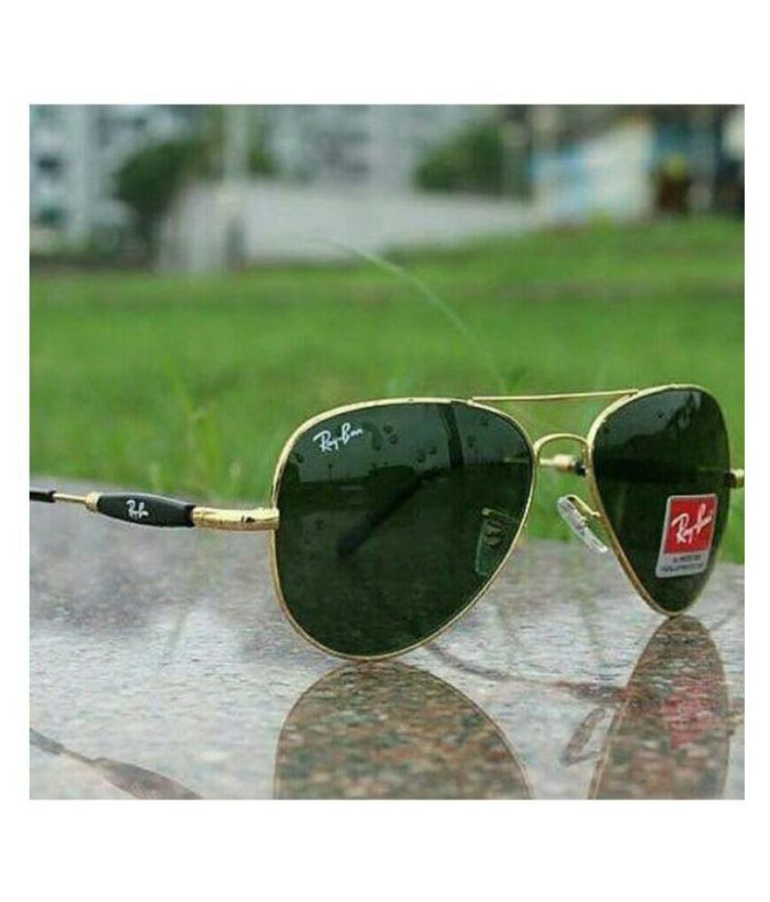 RAY BAN SUNGLSS Green Pilot Sunglasses 