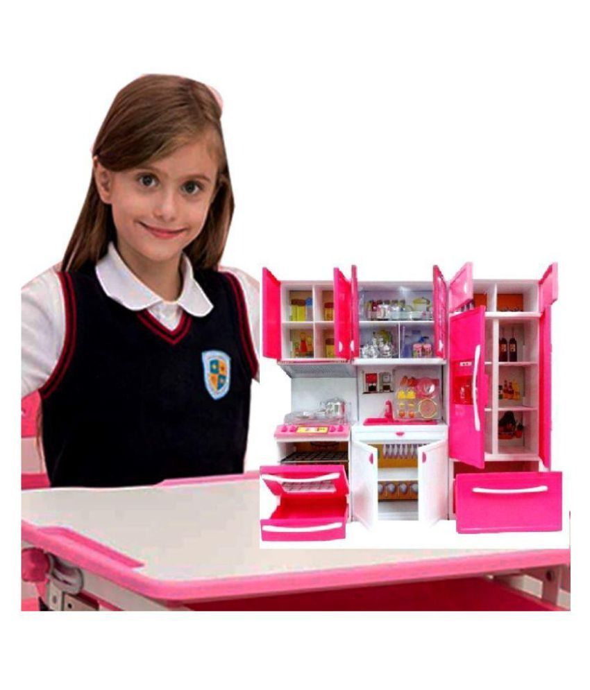 Little Rock Multi Color Plastic Barby Doll Kitchen Set For Kids