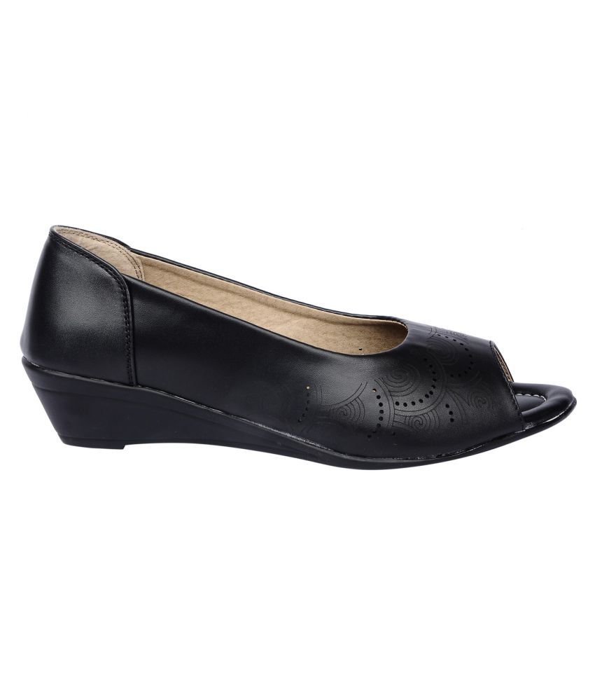 black wedge heels for work