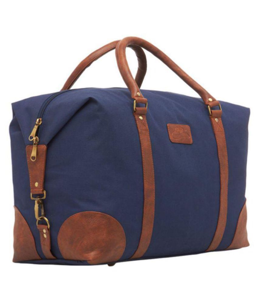 Leather World Blue Solid Duffle Bag - Buy Leather World Blue Solid ...