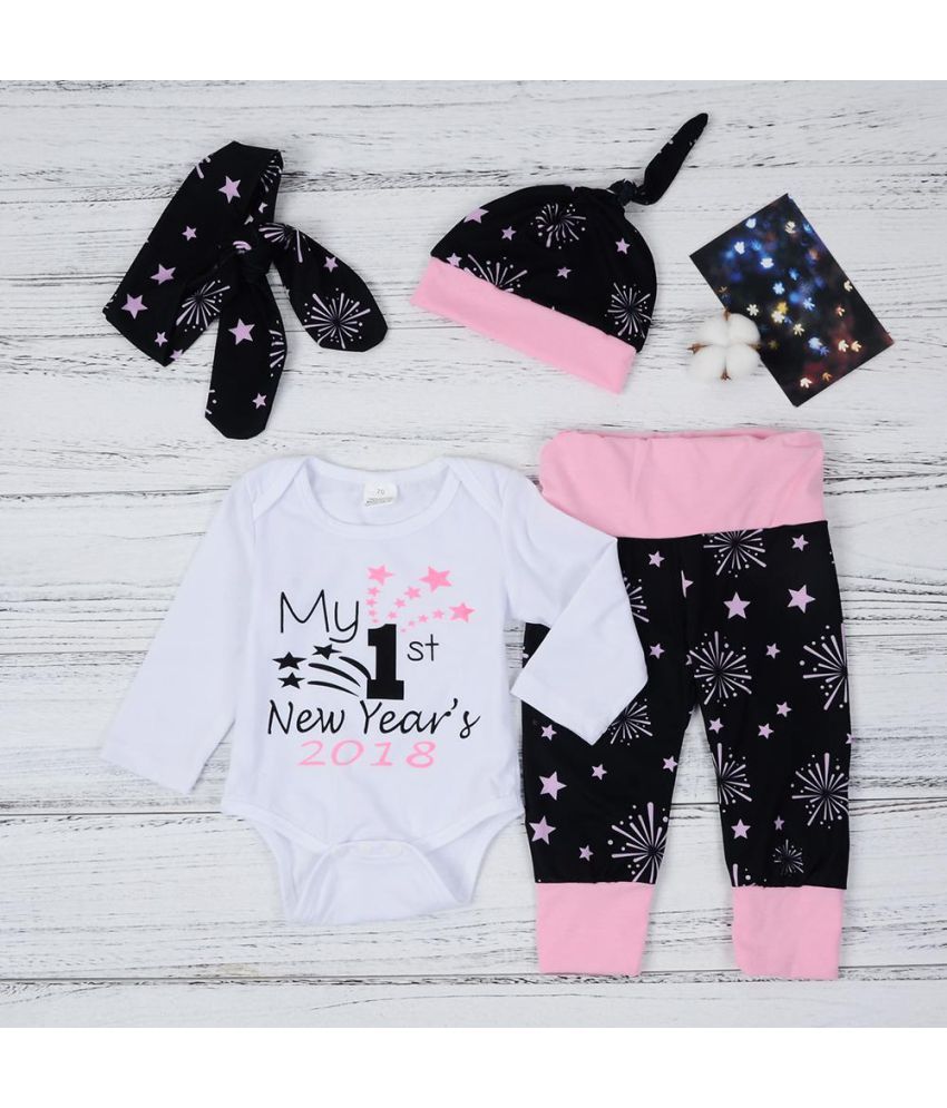 Cute Baby Girls Letter Print Romper Long Pants New Year Outfit With Cap Headband Buy Cute Baby Girls Letter Print Romper Long Pants New Year Outfit With Cap Headband Online At