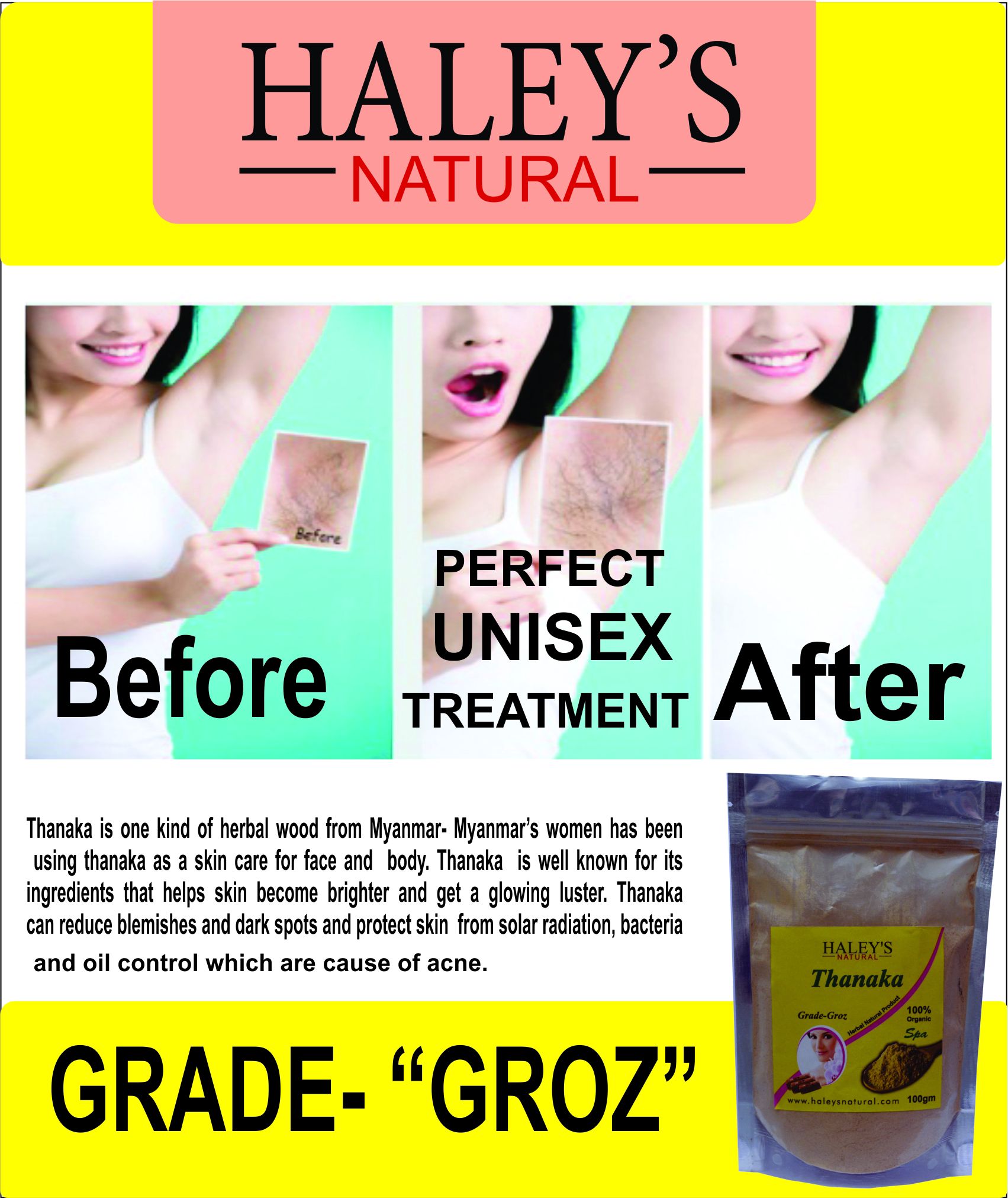Haley S Natural Facial Kit Thanaka Powder Grade Groz For Hair