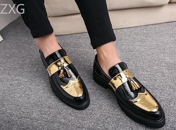 gold formal shoes