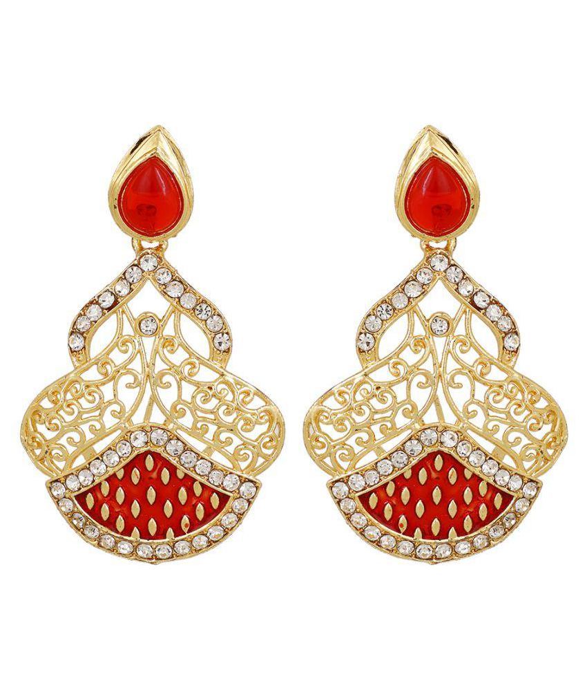     			"Piah Fashion Kings Crown Pink and Golden Austin Diamond   Earrings for Women"