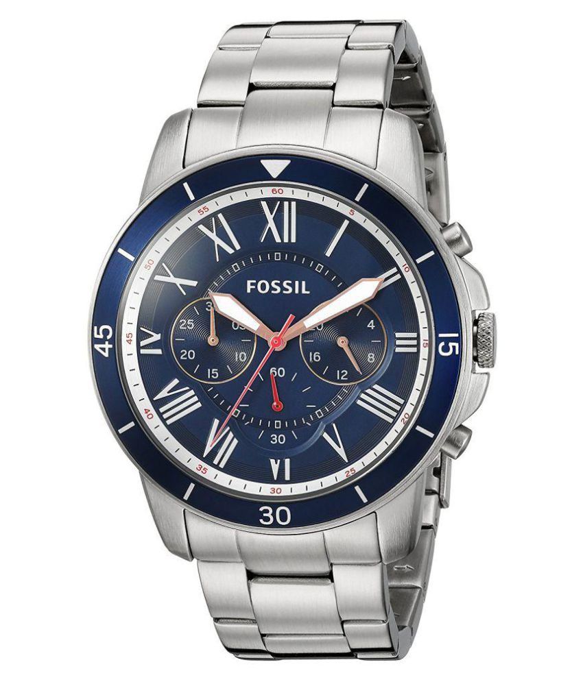 fossil chronograph blue dial men's watch