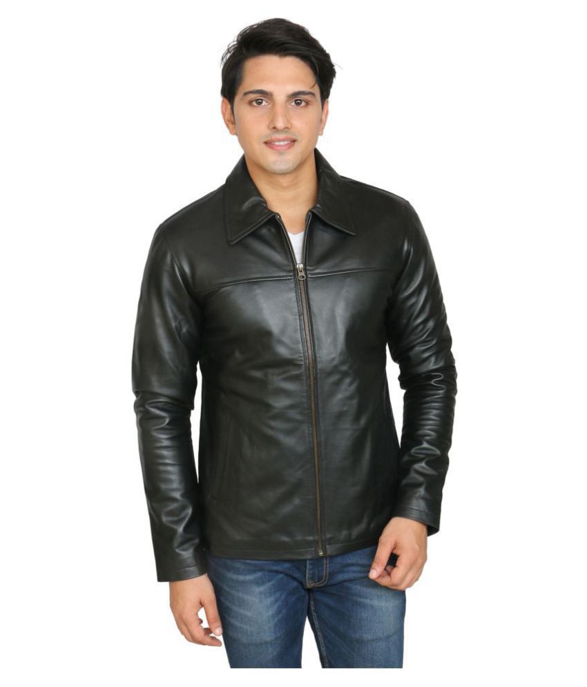 HYATT Black Leather Jacket - Buy HYATT Black Leather Jacket Online at ...