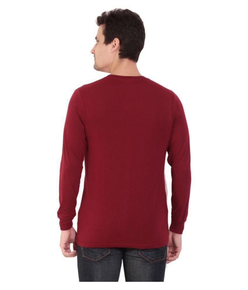Chkokko Maroon Full Sleeve T-Shirt - Buy Chkokko Maroon Full Sleeve T-Shirt Online at Low Price 