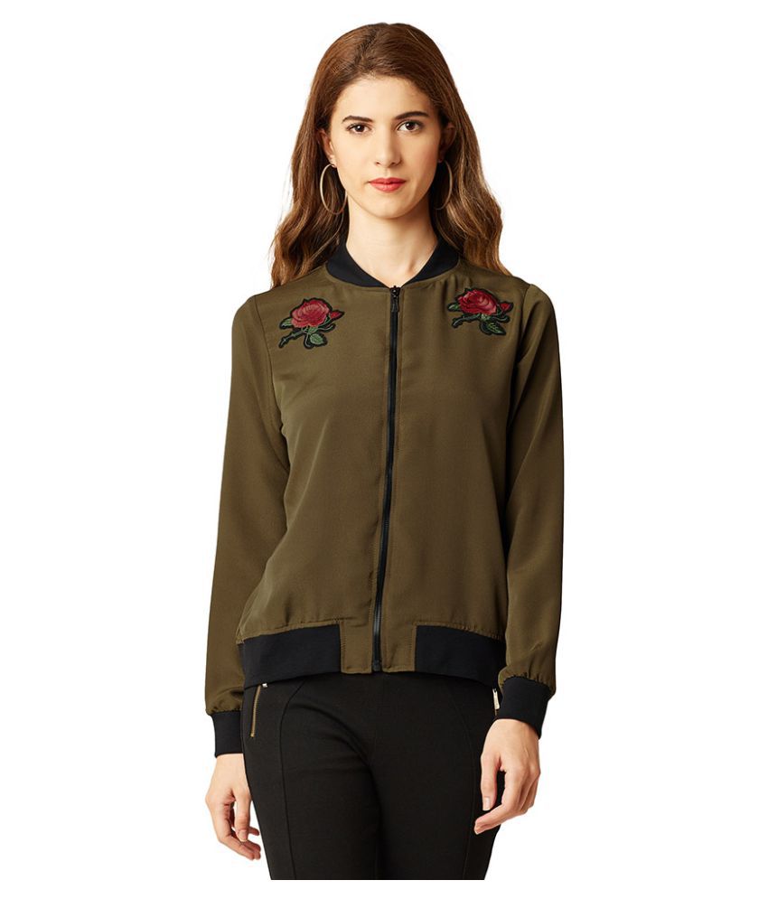     			Miss Chase Polyester Green Bomber Jackets