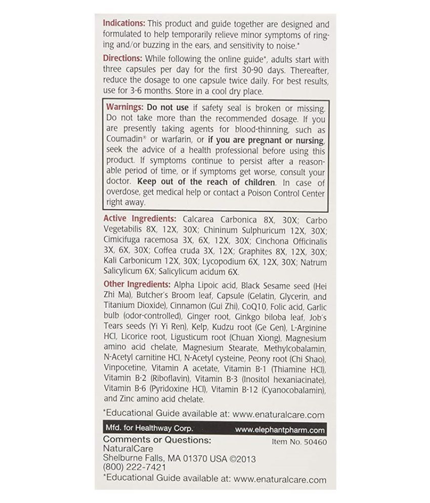 Natural Care RingStop, Ringing and Buzzing in the ears 60 no.s Vitamins